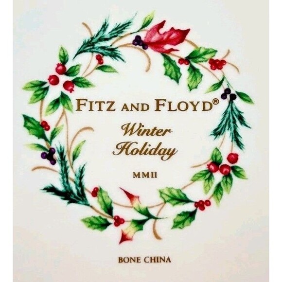 Fitz & Floyd Winter Holiday LOT OF 6 - 9.25" Salad Plates 2002 Christmas Santa - Picture 4 of 5